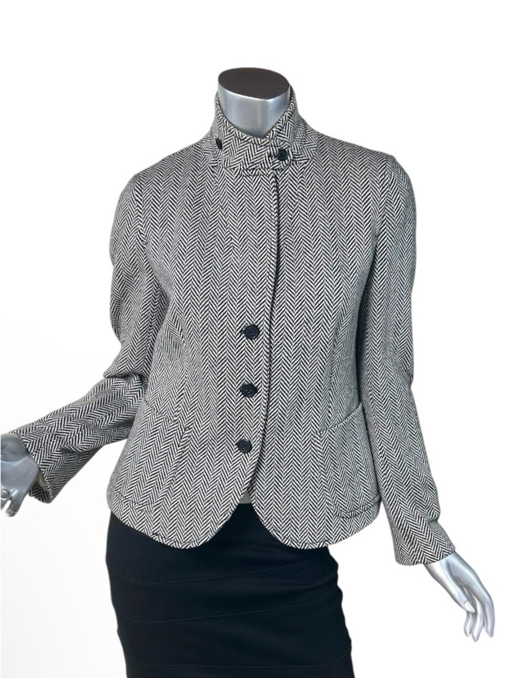 J. Crew Women’s Medium Herringbone Wool Blend Blazer Coat High Neck Lined Jacket